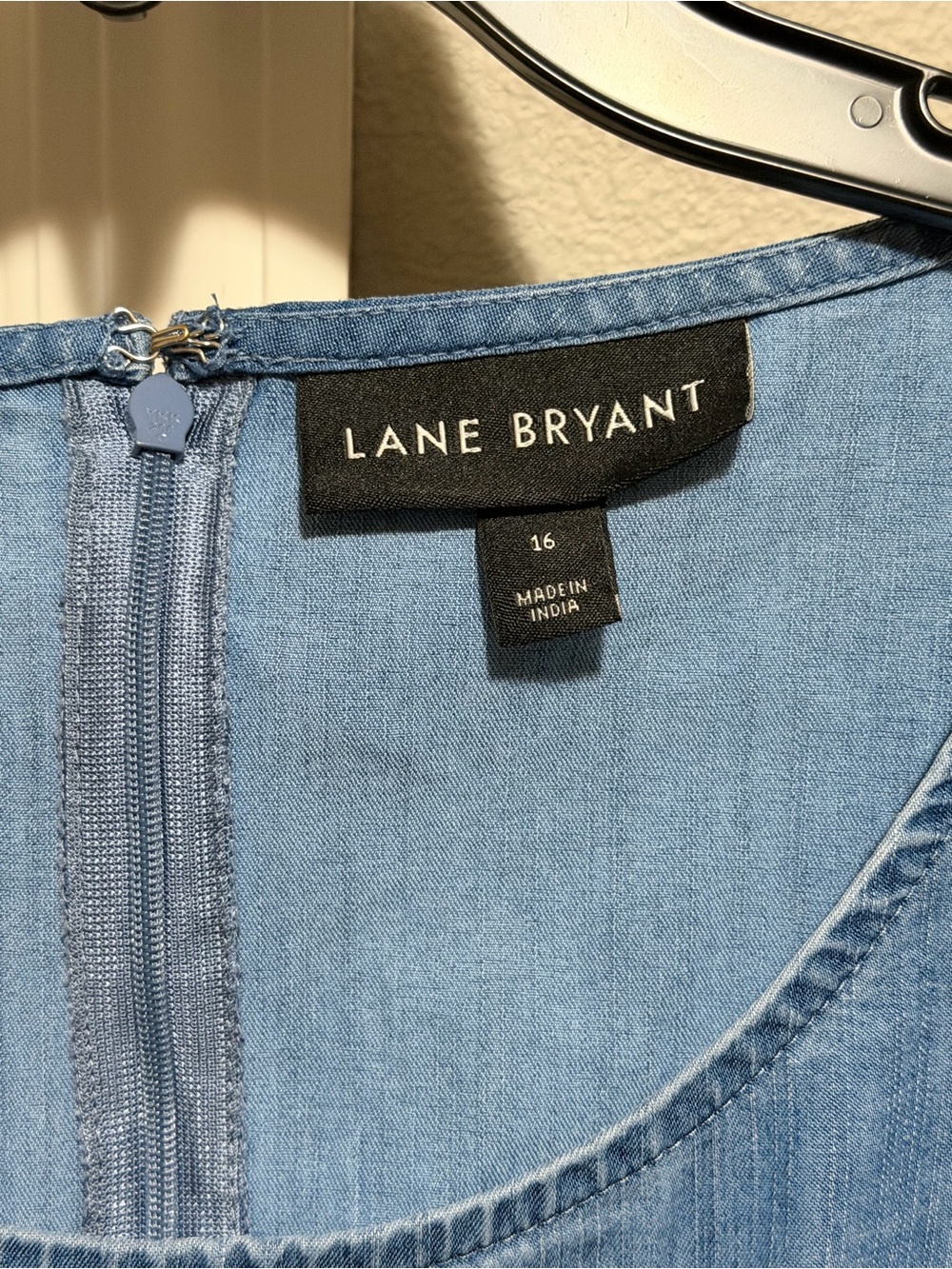 Lane Bryant Light Blue Chambray Tie-Waist Jumpsuit - Picture 3 of 3